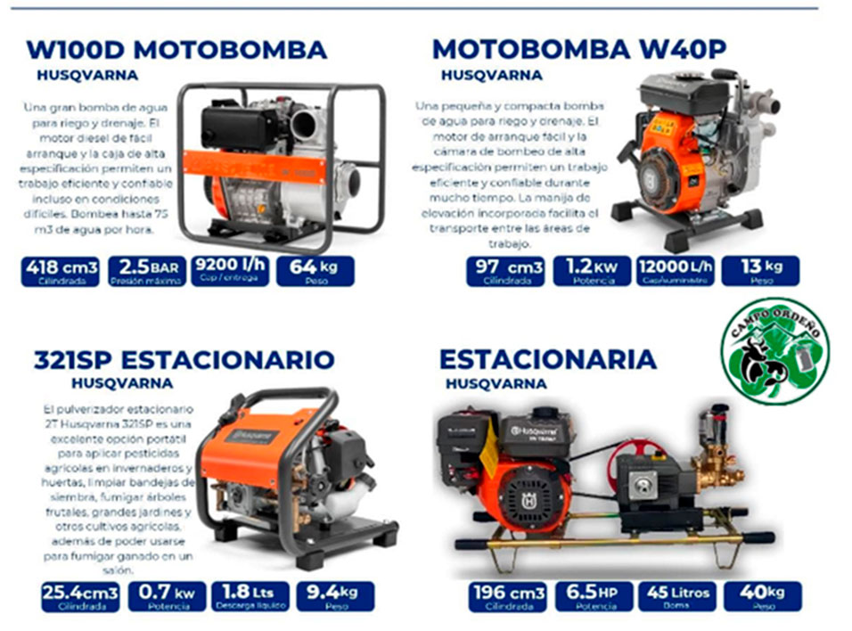 Motobombas y Pulverizadores Husqvarna (Gestión de Agua y Sanidad) motobombas